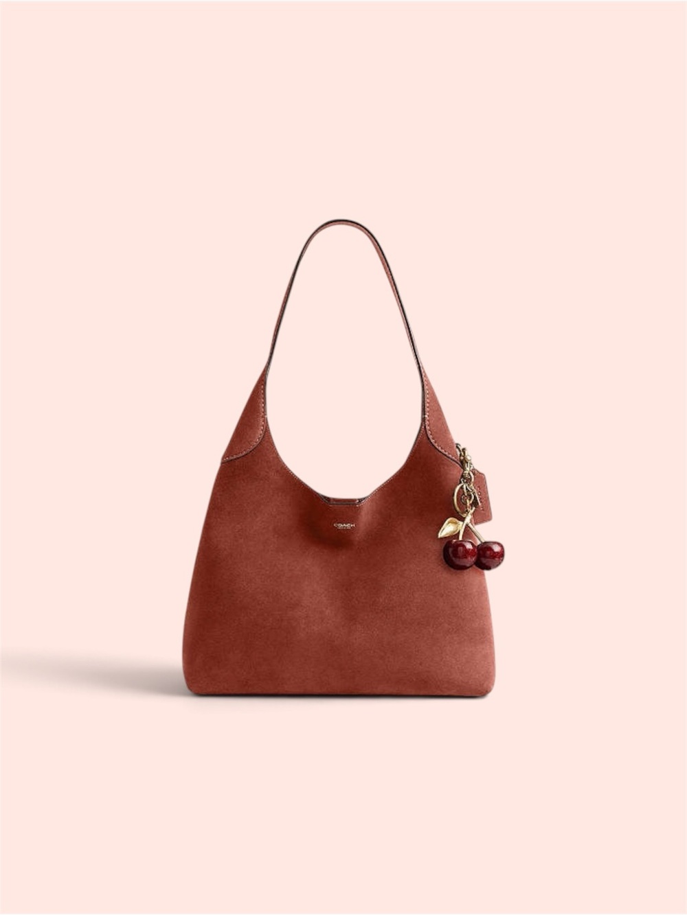 *SOLD* Coach Brooklyn 34 Suede Shoulder Bag Clay Brass | Authentic Luxury Hobo - Picture 6 of 10